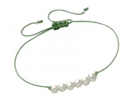 Šňůrkový náramek s perlami zeleny
