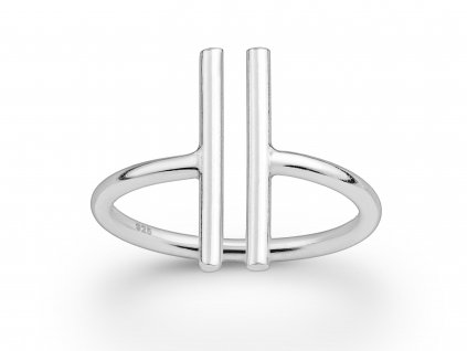 Prsten Linea ve tvaru dvou T stříbrný