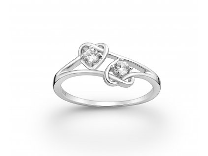 Stříbrný prsten Propletená Srdce bangles