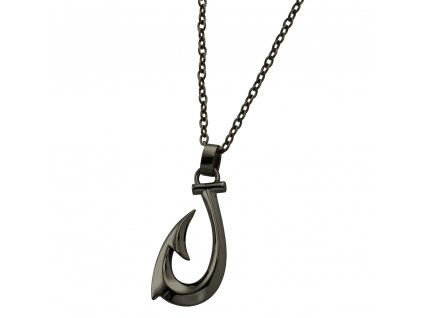Pánský náhrdelník rybářský háček černý chirurgická ocel PSS1021 LGUN 132053 1