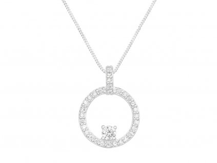 Dámský stříbrný náhrdelník s kruhem a vsazenými zirkony