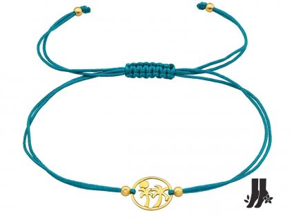 Náramek na nohu Zlaté Palmy šňůrkový stříbro bangles
