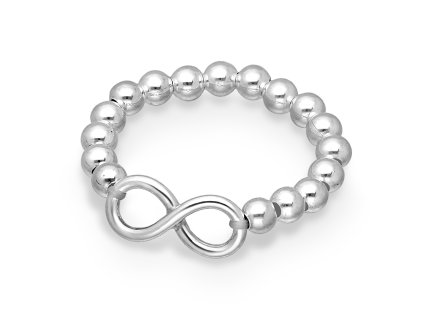 Stříbrný korálkový prsten nekonečno bangles
