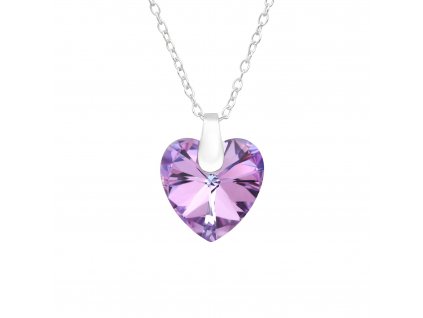 Náhrdelník Srdce Crystal purple stříbro 925