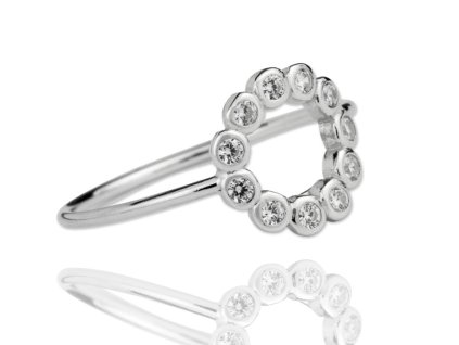Prsten Kruh a zirkony stříbrný
