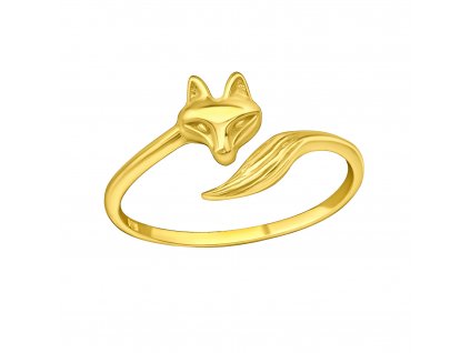 Dámský stříbrný pozlacený prsten s liškou