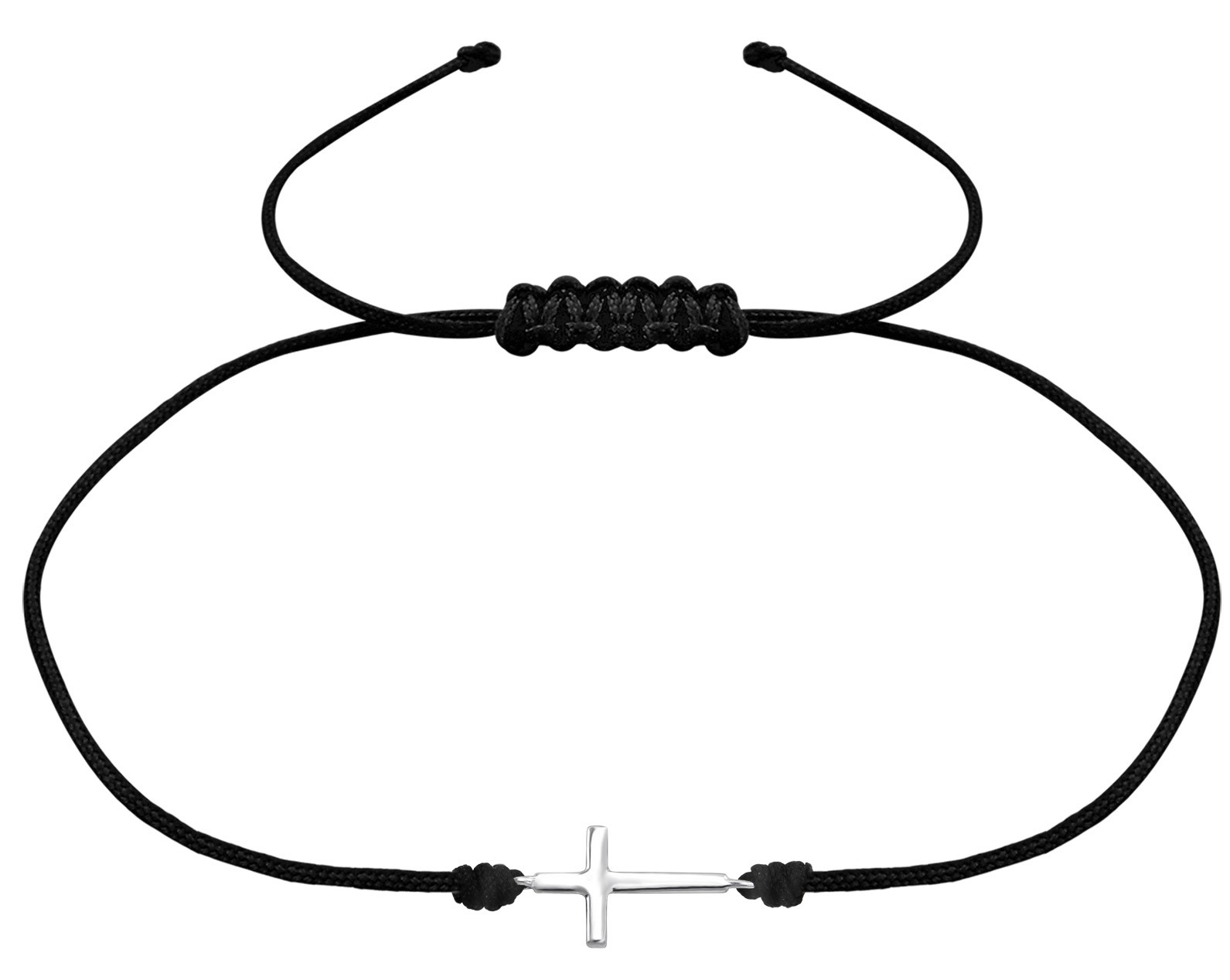Bangles.cz Náramek Křížek hladký & nylonová šňůrka 1074