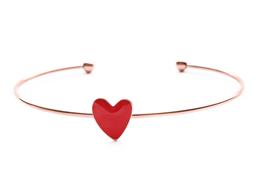 Bangles.cz Náramek chirurgická ocel Blush Heart rose gold Velikost: Obvod ruky 14 cm - 17 cm