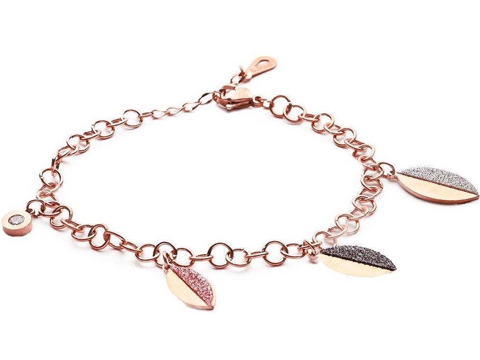 Bangles.cz Náramek chirurgická ocel Leaves rose gold 1328
