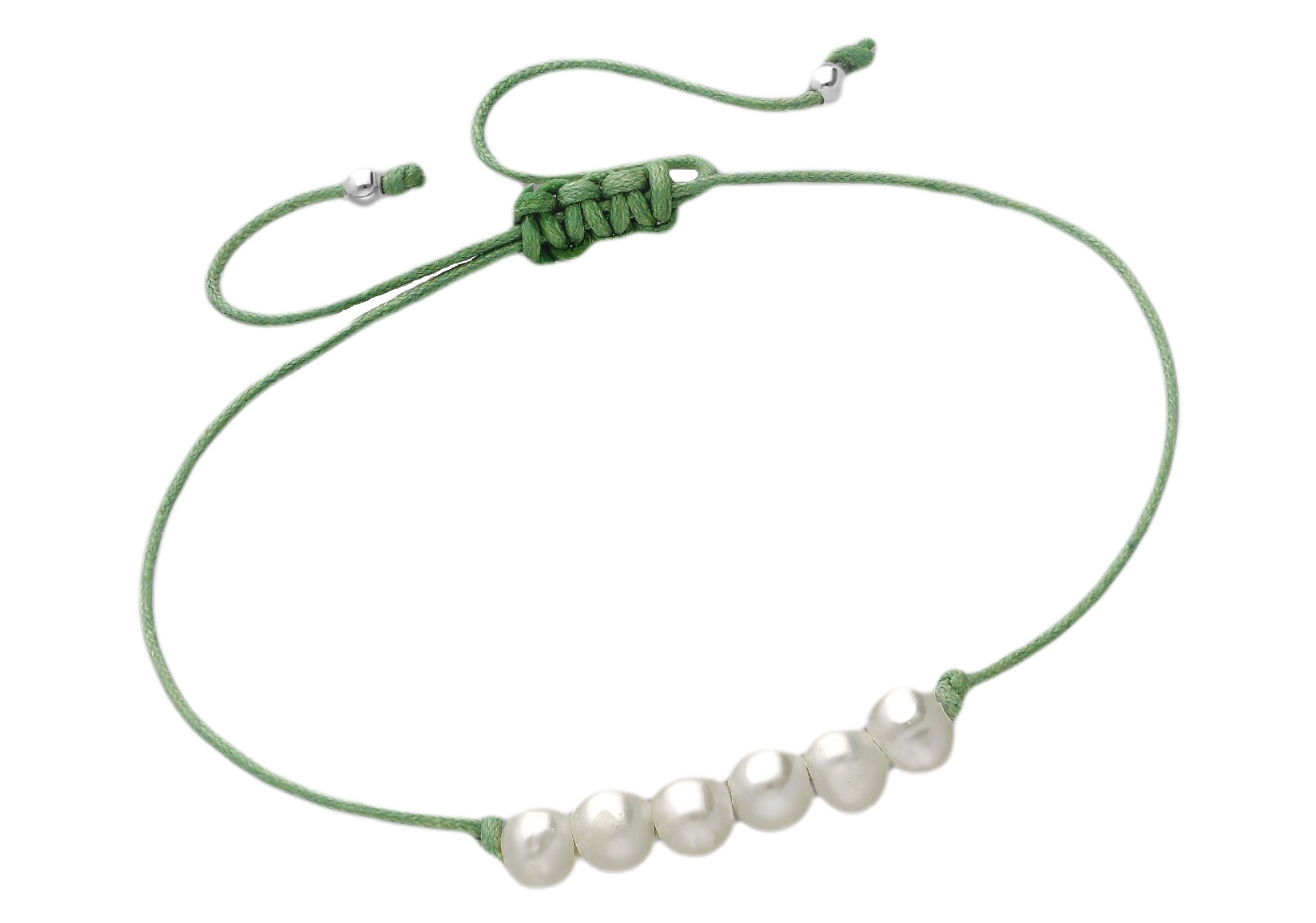 Bangles.cz Náramek Fresh Pearls green & šňůrka 1820