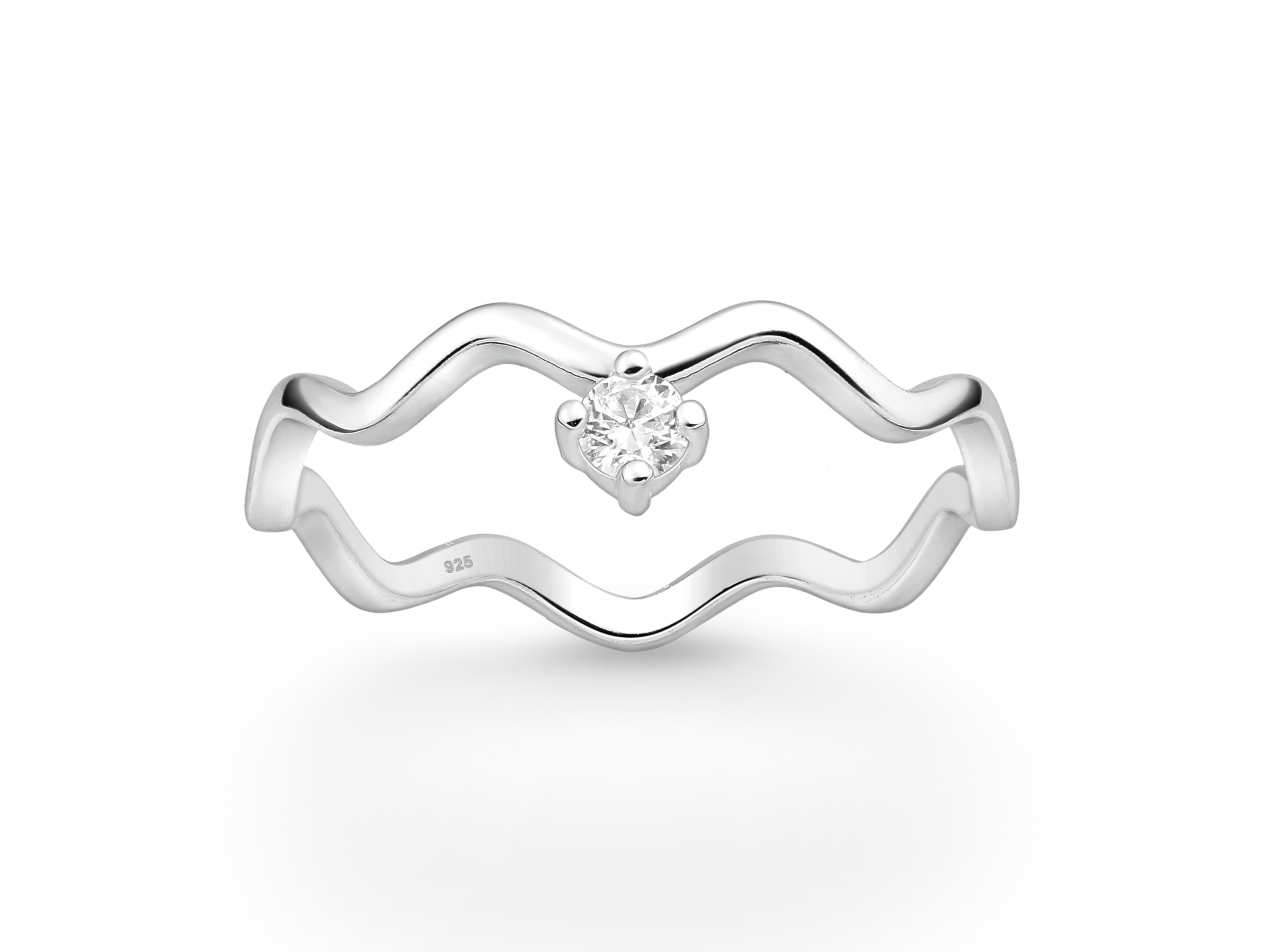 Bangles.cz Prsten Vlnky & Zirkon stříbro 925 Velikost: 6 - 1,6 cm (EU 51 - 53) 2862/6