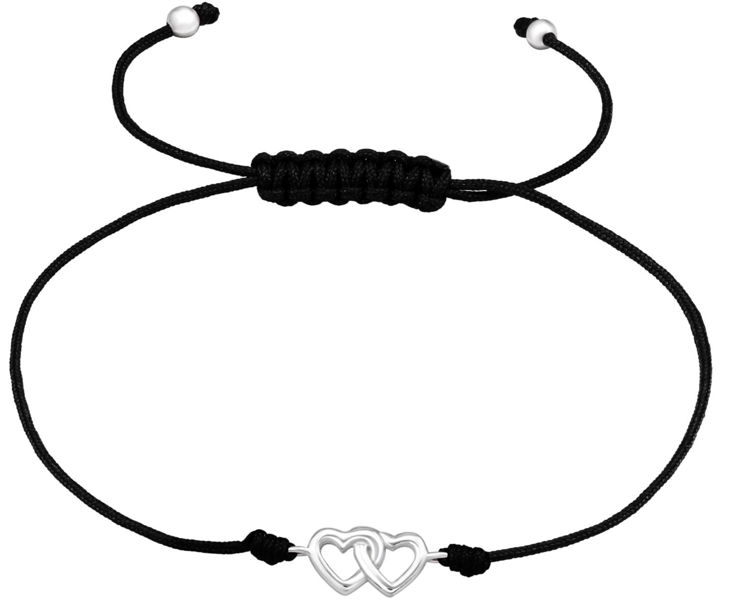 Bangles.cz Náramek Spojená Srdce & nylonová šňůrka 654