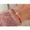 Náramek křížek na šňůrce růžové bangles