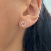 Náušnice Srdce se zirkony rose gold puzetové