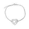 Stříbrný náramek srdce a světadíly