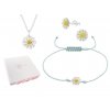Set šperků řetízek, náramek a náušnice s Kopretinou a dárková krabička