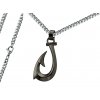 Pánský náhrdelník rybářský háček černý chirurgická ocel řetízek plochý
