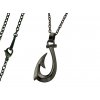 Pánský náhrdelník rybářský háček černý chirurgická ocel řetízek černý