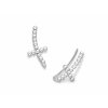 Dámské stříbrné náušnice křížky kuličkové podél ucha