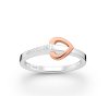 Dámský stříbrný prsten s rose gold přívěskem srdce a zirkony