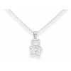 Náhrdelník medvídek dámský stříbrný se zirkonem ve tvaru srdce