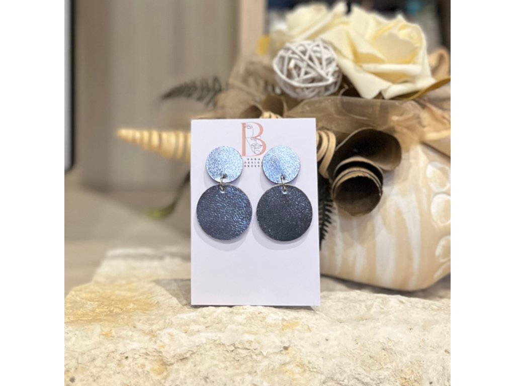 Kék double bőr fülbevaló