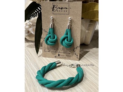 Sötét türkiz twist fülbevaló karkötővel
