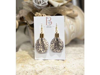 Petal bőr fülbevaló csipke mintás midi