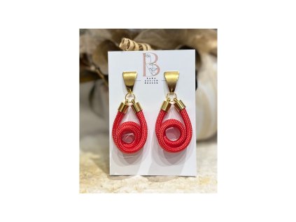 LOOP zsinór fülbevaló piros–arany – Bara Design