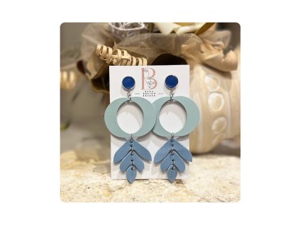 Flow Diva bőr fülbevaló kék