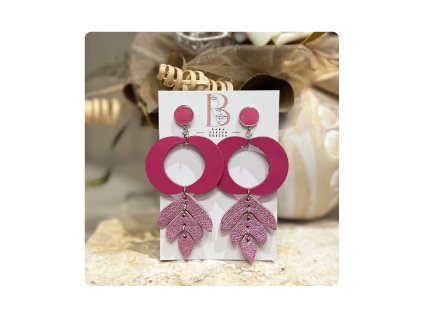 Flow Diva bőr fülbevaló pink