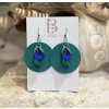Türkiz füzér bőr fülbevaló