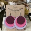 Bohó fülbevaló bordó-rózsaszín-lila