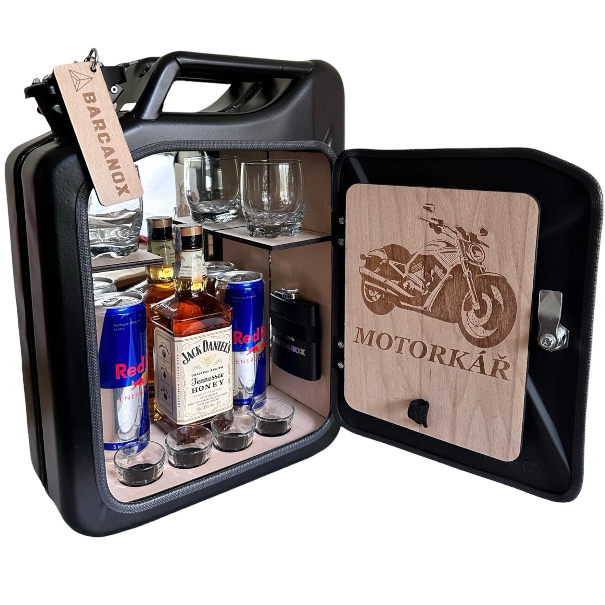 Kanystr bar „Motorkář“: Jedinečný dárek pro milovníky motorek