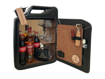 311 2 kanystr bar cerny se zrcadlem s led hnede drevo