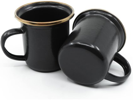 Smaltované hrnky na espresso černé 2ks Barebones