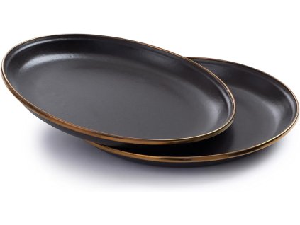 Sada smaltovaných talířů na salát černá 2ks Barebones