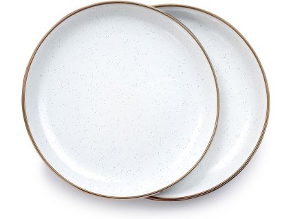 Sada smaltovaných talířů bílá 2ks BAREBONES | průměr 28cm