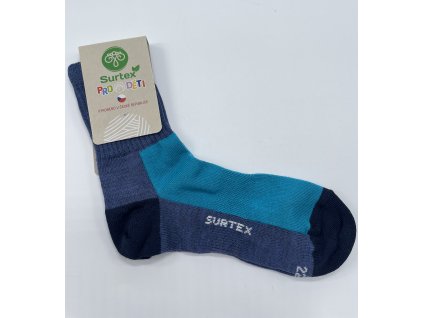 Surtex D05- dětské ponožky tenké 70% Merino sv.modré