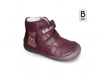 Celoroční barefoot boty D.D.STEP A063-35 Raspberry se svítící podrážkou  vínové