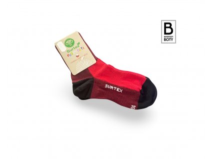 Dětské ponožky Surtex 70% merino LETNÍ - volný lem - červené