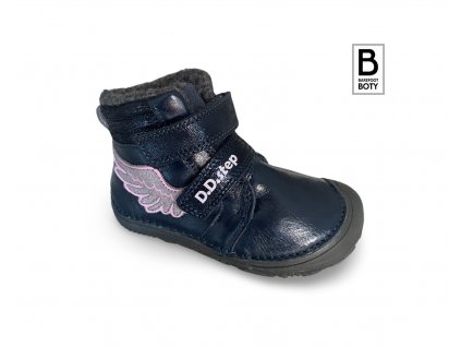 Zimní barefoot boty D.D.STEPS W073-364 modré: svítící podrážka
