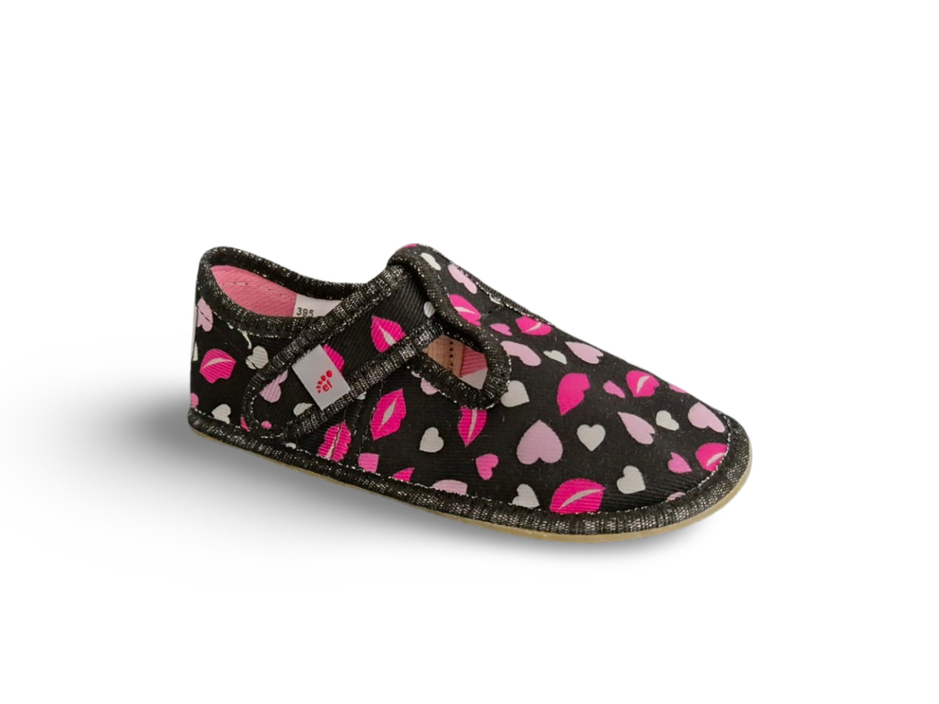 Levně Barefoot bačkory Ef Black Hearts klasik 395