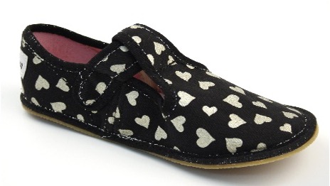 Levně Barefoot bačkory Ef Gold Hearts klasik 395