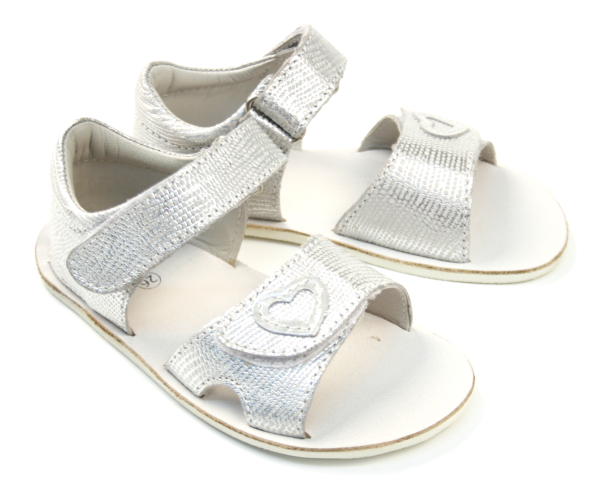Levně Ef Barefoot sandály Silver srdce