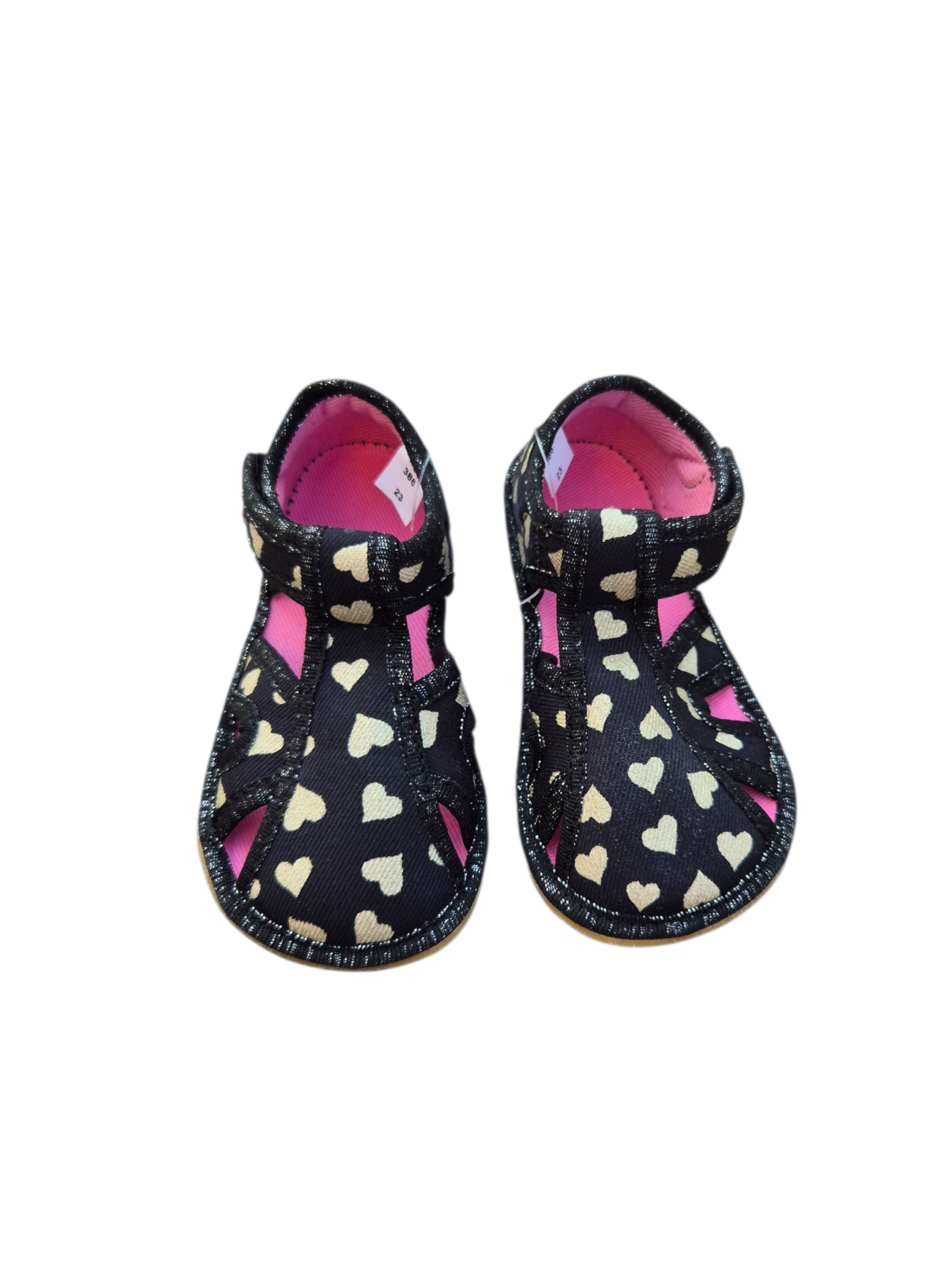 Levně Ef Barefoot bačkory Gold Hearts 386
