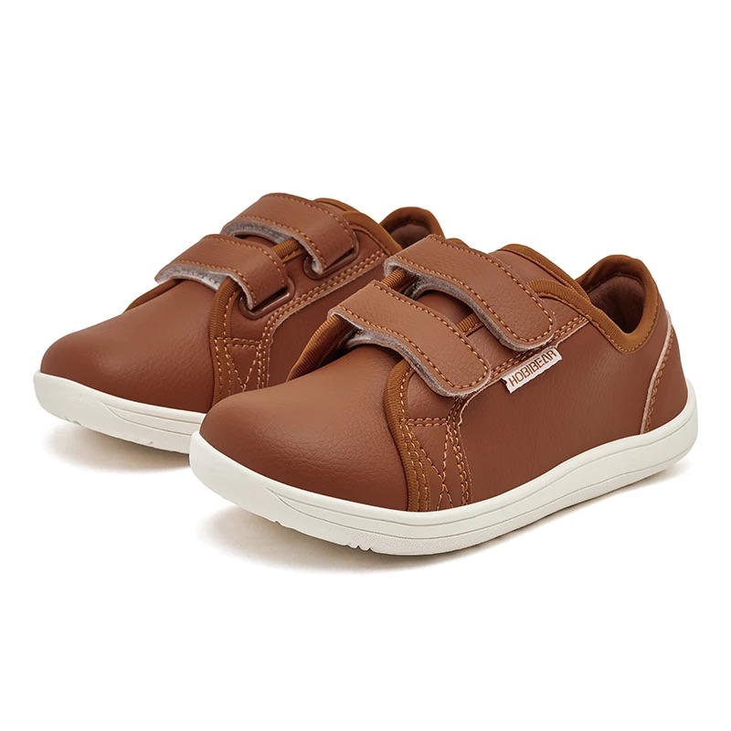 Levně Dětské barefoot boty HOBIBEAR IVY KIDS (vegan kůže) Barva: Hnědá,