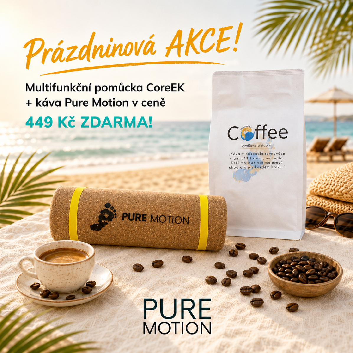 Levně PURE MOTION Multifunkční pomůcka CoreEK + káva ZDARMA Druh kávy: Brazílie Pink Star
