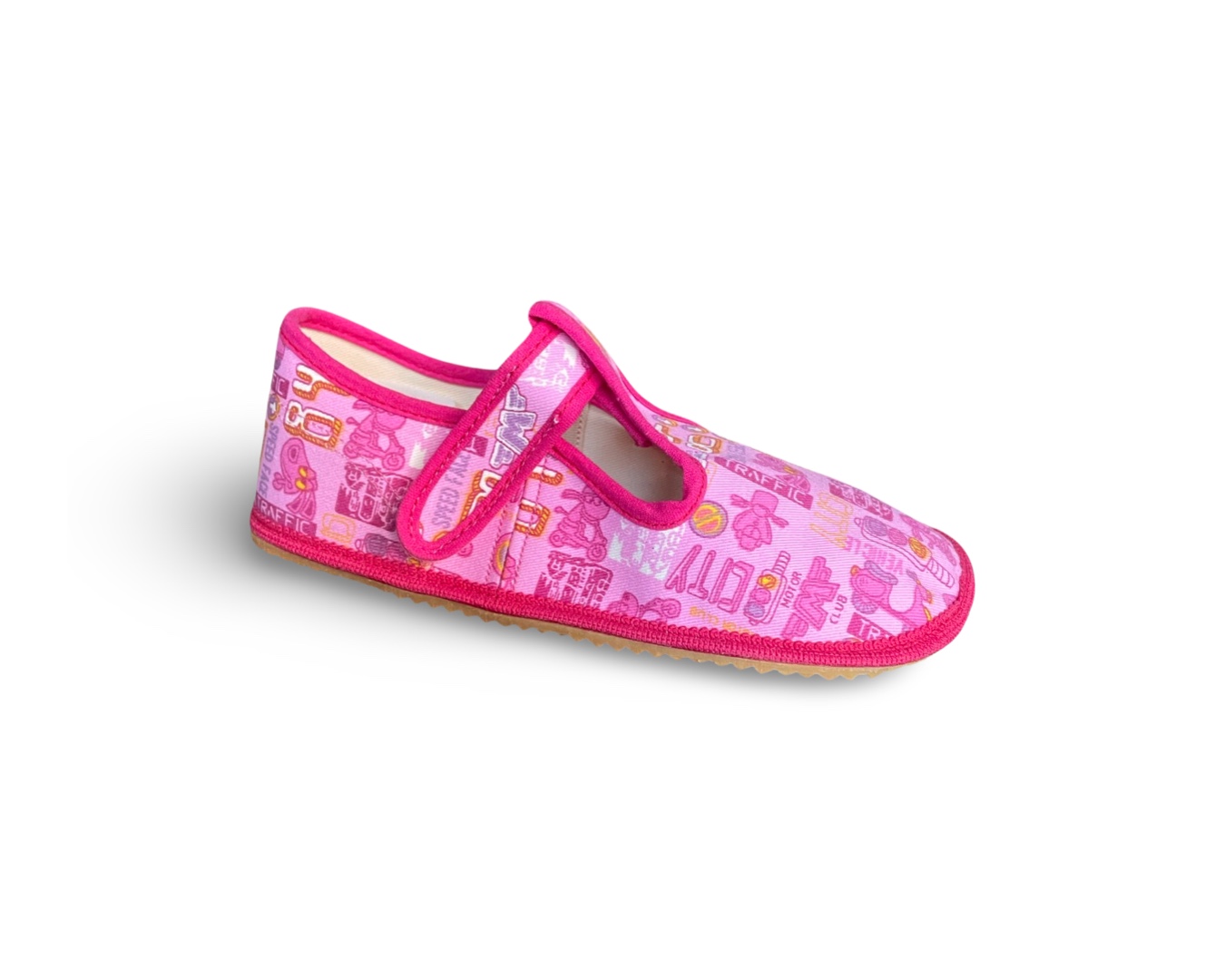 Levně Beda barefoot přezůvky růžové znaky