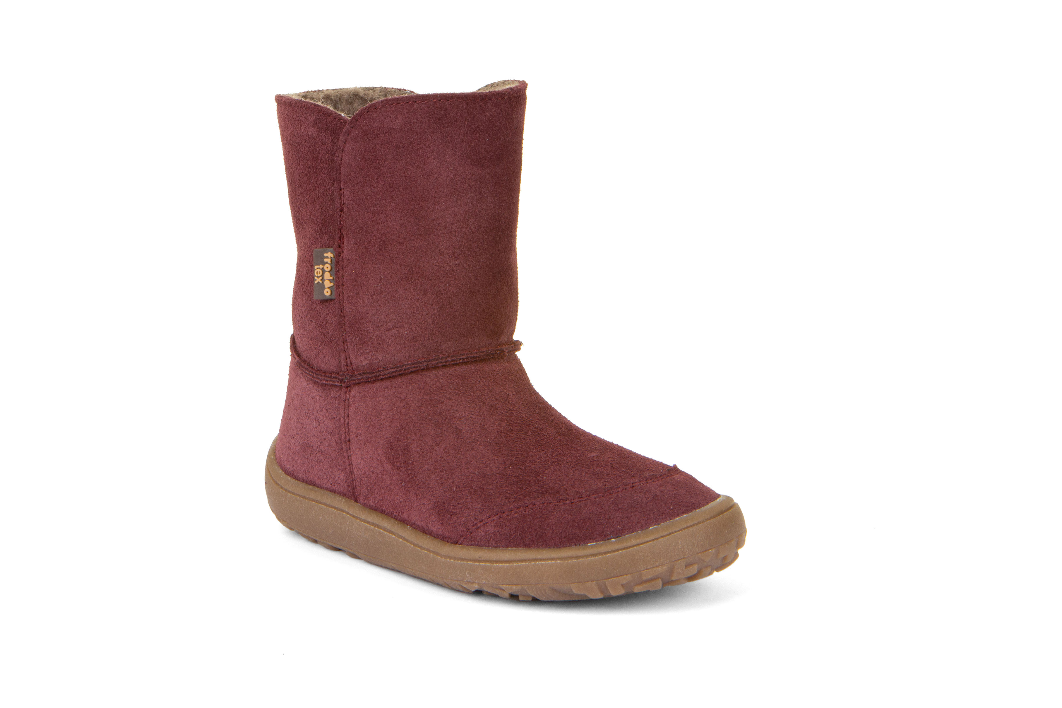 Levně Zimní kozačky Froddo barefoot tex suede Bordeaux dětské